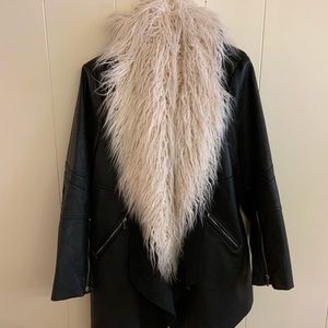 The Limited Faux Leather Open Drape Jacket